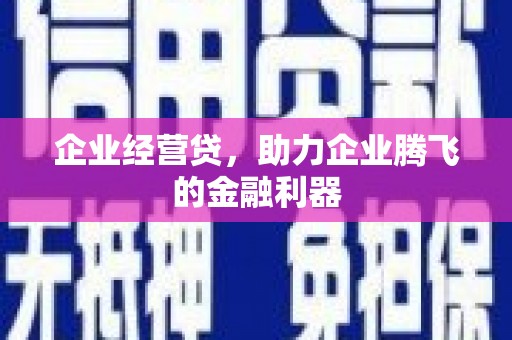 曾都企业经营贷，助力企业腾飞的金融利器
