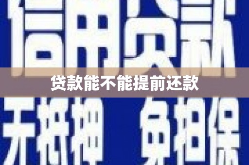 曾都贷款能不能提前还款