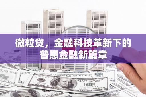 曾都微粒贷，金融科技革新下的普惠金融新篇章