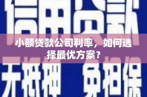 曾都小额贷款公司利率，如何选择最优方案？