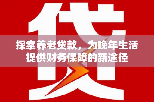 曾都探索养老贷款，为晚年生活提供财务保障的新途径