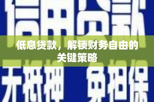 曾都低息贷款，解锁财务自由的关键策略