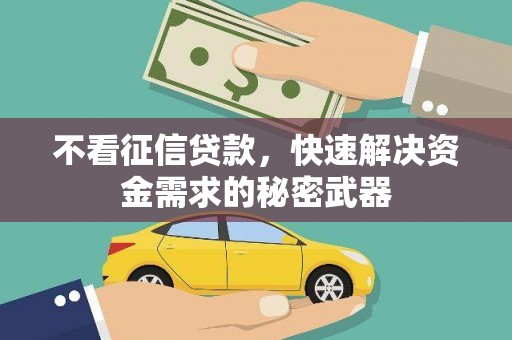 曾都不看征信贷款，快速解决资金需求的秘密武器